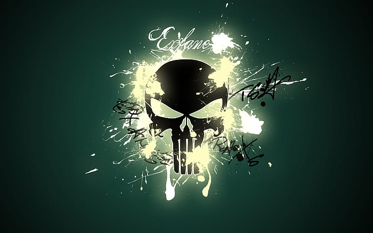 The Punisher, el logo de Punisher, acción, crimen, calavera, colores, Fondo de pantalla HD
