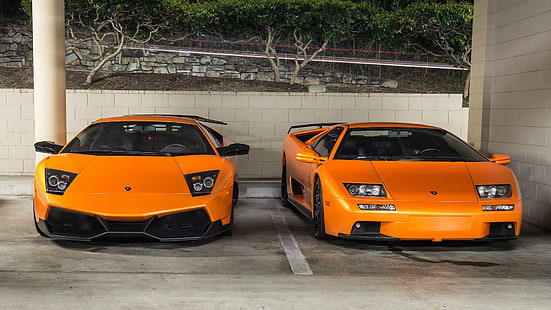 Lamborghini, Lamborghini Murcielago, Lamborghini Diablo, laranja, HD papel de parede HD wallpaper