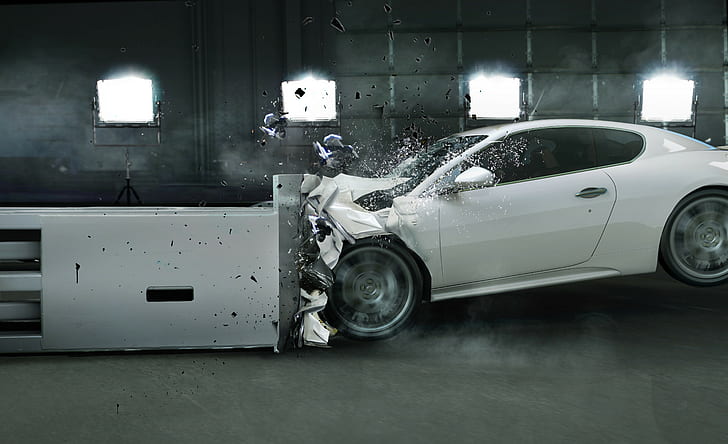 car, crash, vehicle, front impact, HD wallpaper