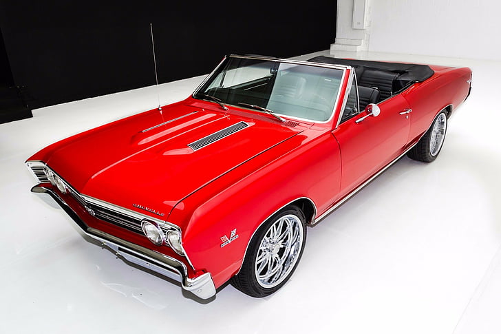 (ss), 1967, 396, cars, chevelle, chevrolet, convertible, red, HD wallpaper