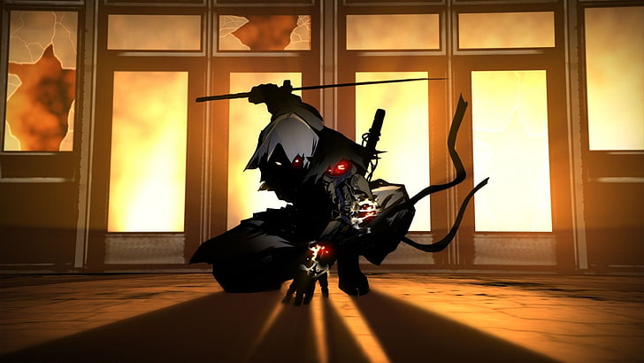 Ilustración digital de hombre de cabello gris, guerrero, anime, Yaiba: Ninja Gaiden Z, Ninja Gaiden, Fondo de pantalla HD