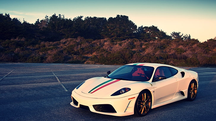 أبيض Ferrari F430، Ferrari 430، car، Ferrari F430 Scuderia، Ferrari، F430، خلفية HD