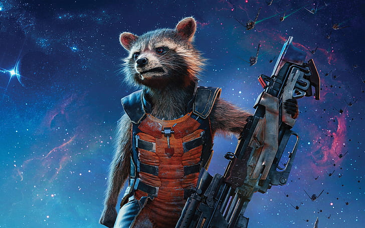 Rocket Raccoon Guardians of the Galaxy Vol 2 4K, Galaxy, Rocket, Guardians, Raccoon, The, Vol, Fondo de pantalla HD