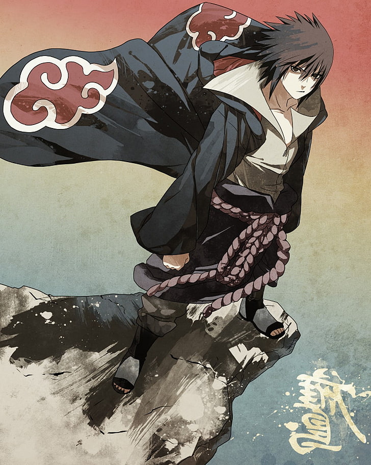 Akatsuki, Anime Boys, Klippe, Naruto Shippuuden, Uchiha Sasuke, HD-Hintergrundbild, Handy-Hintergrundbild