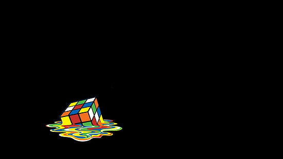 Rubik's Cube, melting, artwork, minimalism, cube, HD wallpaper HD wallpaper