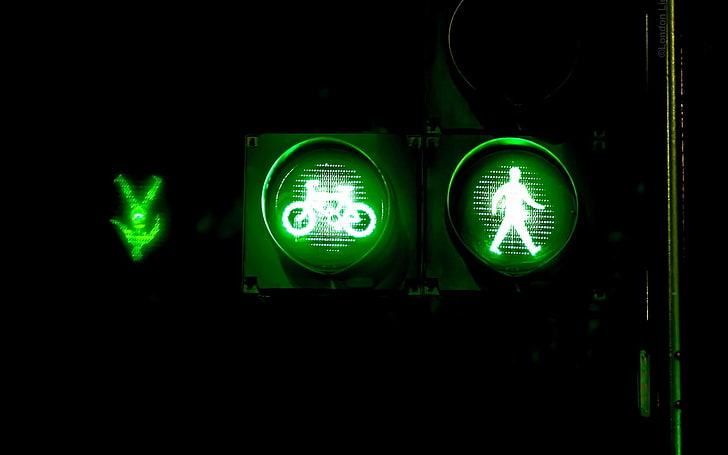 green pedestrian light, lights, HD wallpaper