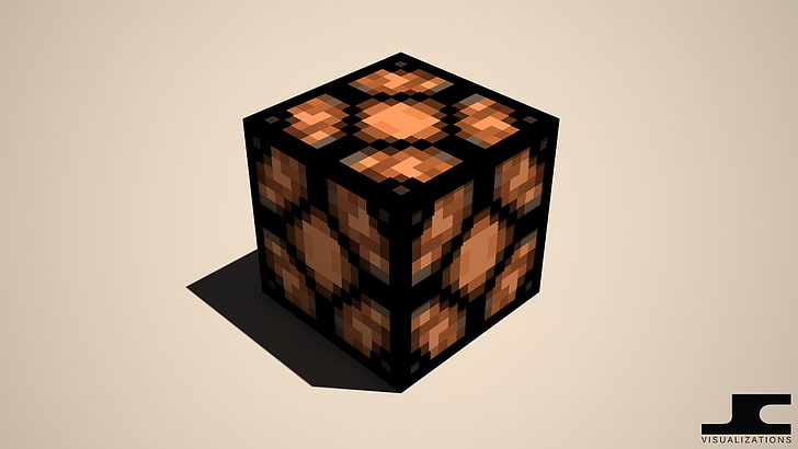 black and brown wooden table, Minecraft, cube, Redstone Lamp, HD wallpaper