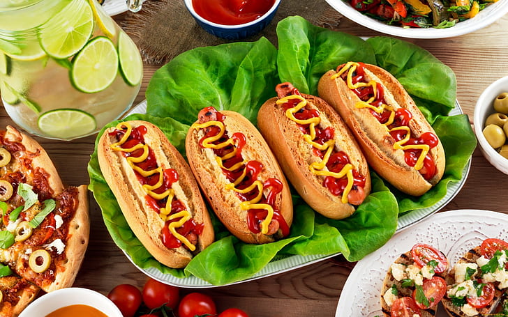 hot dogi, jedzenie, Tapety HD