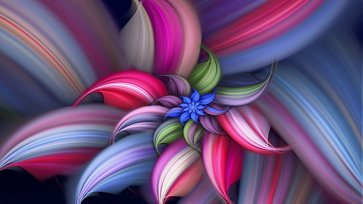 arte digital, fractal, flores, espiral, colorido, HD papel de parede