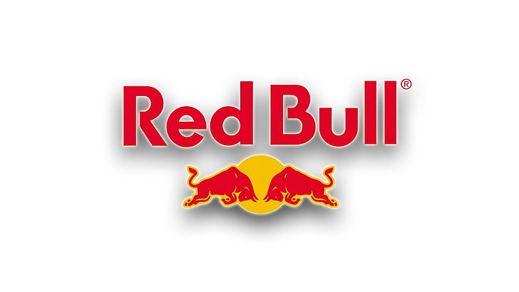 Logo Red Bull, Red Bull, białe tło, logo, marki, Tapety HD