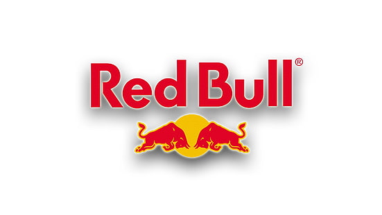 โลโก้ Red Bull Red Bull พื้นหลังสีขาวโลโก้แบรนด์, วอลล์เปเปอร์ HD HD wallpaper