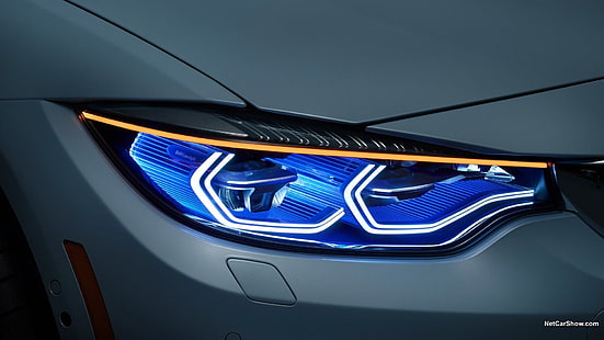 vit bil, BMW M4 Iconic Lights Concept, BMW, bil, HD tapet HD wallpaper