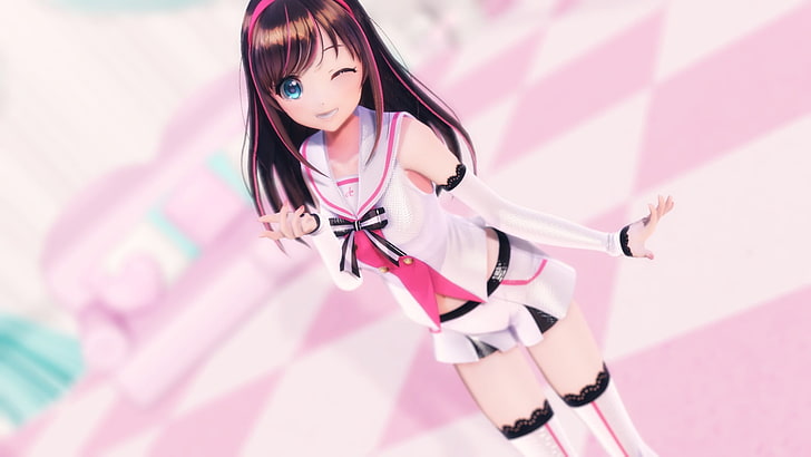 Kizuna Ai, garotas de anime, 3D, HD papel de parede