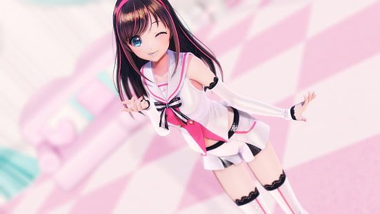 Kizuna Ai, garotas de anime, 3D, HD papel de parede HD wallpaper