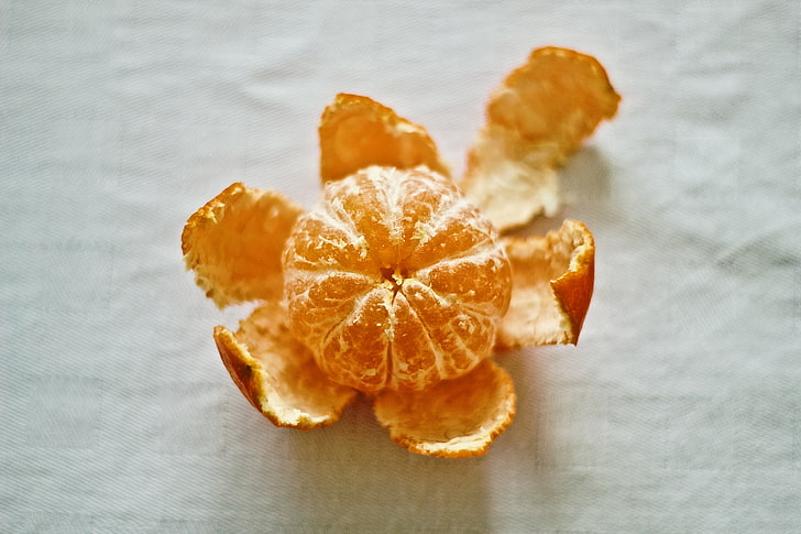 丸いオレンジ色の果物、タンジェリン、柑橘類、皮をむいた、 HDデスクトップの壁紙