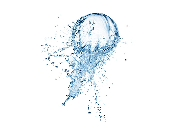 илюстрация с водни пръски, вода, шприц, бял фон, HD тапет