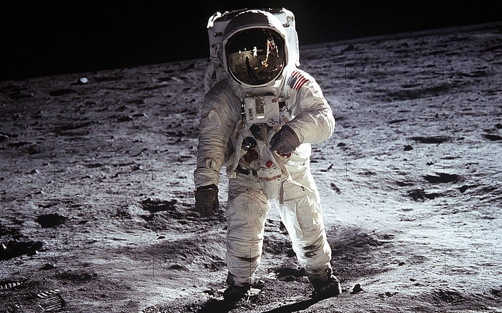 астронавт, астронавт, Луна, НАСА, космос, Аполон, космически костюм, HD тапет