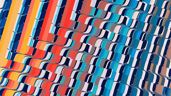 multicolored background, yellow, orange, red, cyan, blue, white, abstract, artwork, digital art, colorful, HD wallpaper