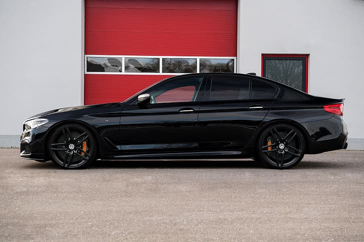 svart, BMW, profil, sedan, G-Power, 2018, 5, 5-serien, G30, M550i, HD tapet