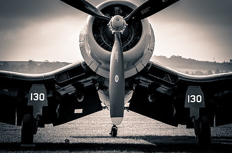 бял и черен самолет, Втората световна война, Corsair, Vought, F4, HD тапет HD wallpaper