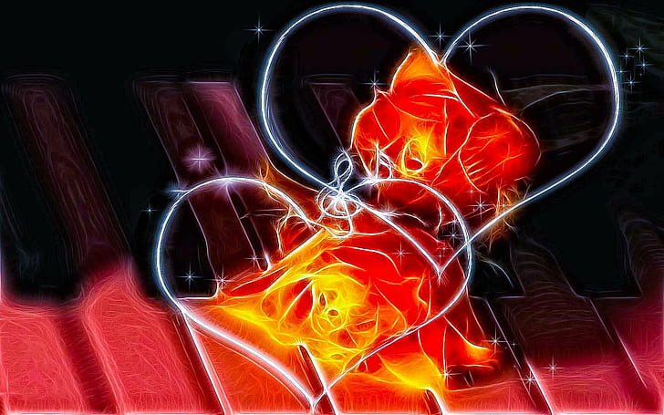 Cinta Hati Bahagia, mawar, romantis, fractalius, cinta, bunga, jantung, abstrak, perhatian, keindahan, 3d dan abstrak, Wallpaper HD