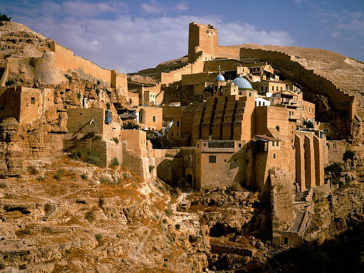 Мар Саба (манастир), манастир, древен, Израел, религия, HD тапет