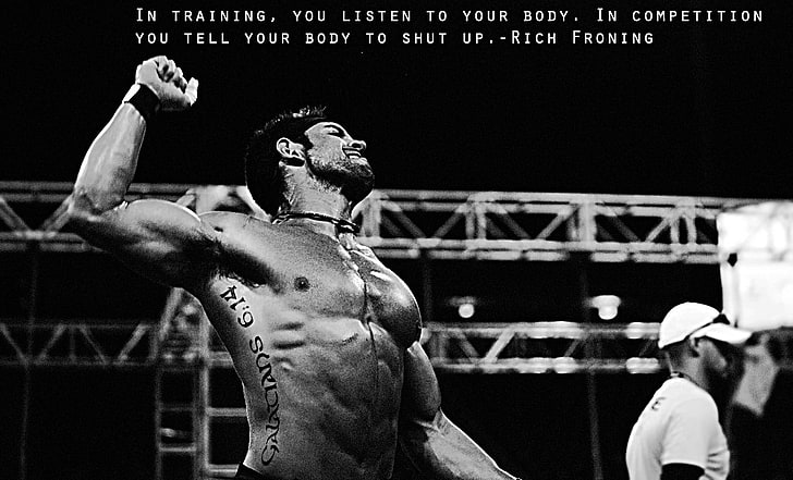 men's illustration with text overlay, CrossFit, Rich Froning Jr., sports, HD wallpaper