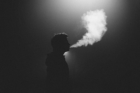 światło, dym, sylwetka, mężczyzna, palenie, Tapety HD HD wallpaper