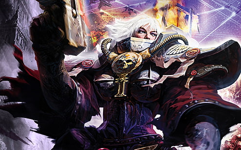 Warhammer 40000, Сестры битвы, живопись, череп, HD обои HD wallpaper