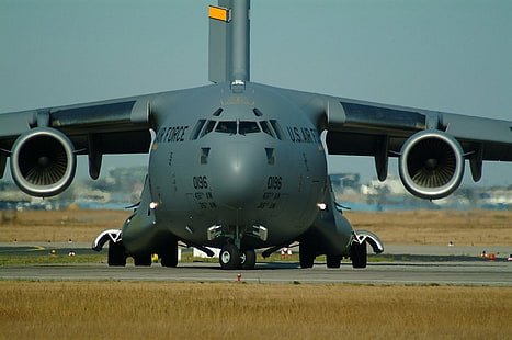 aereo militare USA grigio, aereo, US Air Force, esercito, C-17 Globmaster, militare, aereo, veicolo, aereo militare, Sfondo HD HD wallpaper