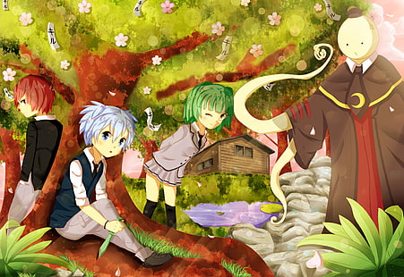 Anime, Assassination Classroom, Kaede Kayano, Karma Akabane, Koro-sensei, Nagisa Shiota, Tapety HD HD wallpaper