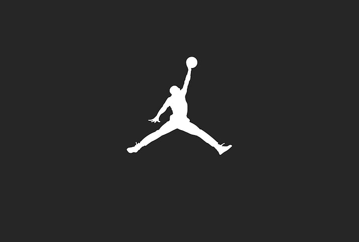Air Jordan logo, Michael Jordan, simple, silhouette, Air Jordan, HD wallpaper