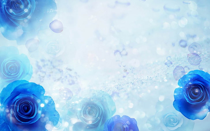blue roses-Digital Art design HD Wallpaper, blue roses illustration, HD wallpaper