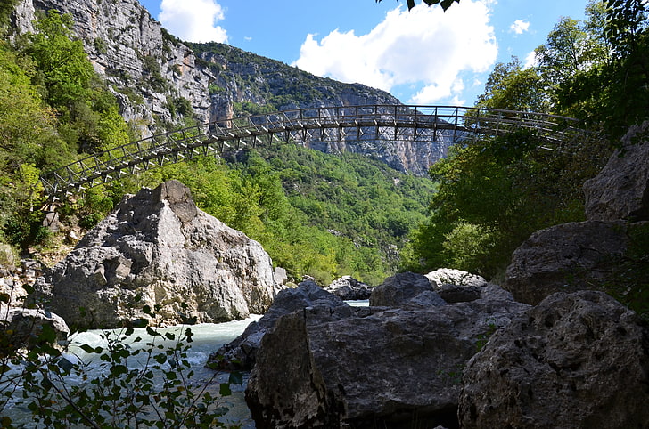 Gorges du Verdon, Francia, Provence, puente, Fondo de pantalla HD