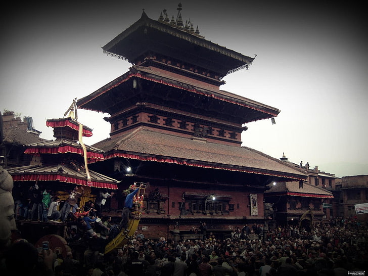 Непал, фестивали, култура, тълпи, HD тапет