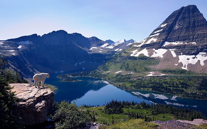 alam, gunung, danau, refleksi, lanskap, Gunung Sourland, Taman Nasional Gletser, Wallpaper HD