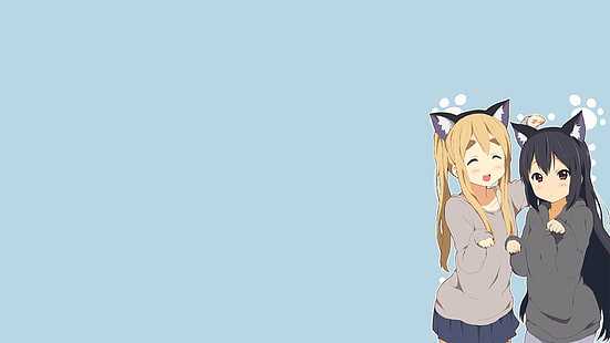 gadis anime, anime, gadis kucing, K-ON !, Nakano Azusa, Kotobuki Tsumugi, Wallpaper HD HD wallpaper