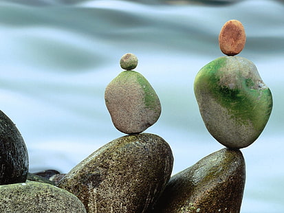 pierres de cairn marron, pierres, balance, gris, Fond d'écran HD HD wallpaper