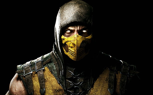 Mortal Kombat Yellow Scorpion, scorpion mortal kombat photo, mortal kombat, yellow, scorpion, HD wallpaper HD wallpaper