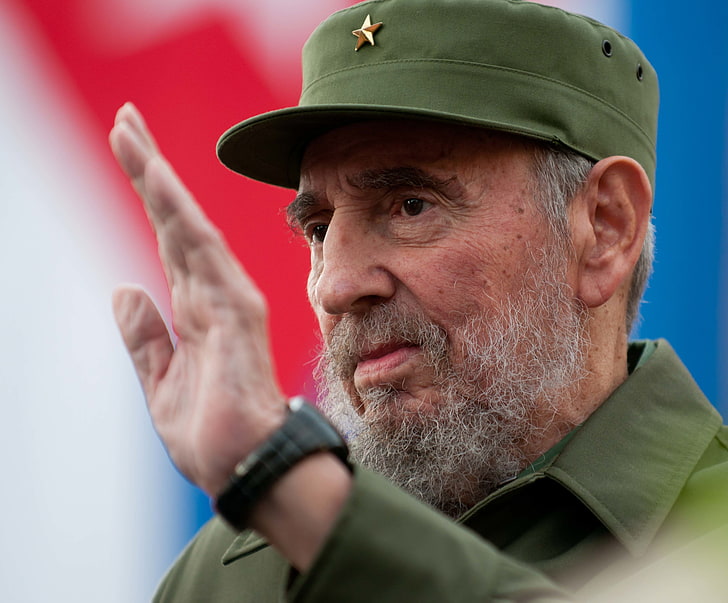 قبعة عسكرية خضراء للرجال ، من كوبا ، الزعيم ، فيدل ، كاسترو، خلفية HD