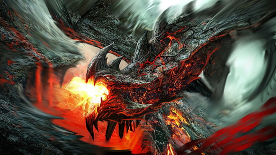 3d, дракон, драконы, огонь, лед, HD обои HD wallpaper