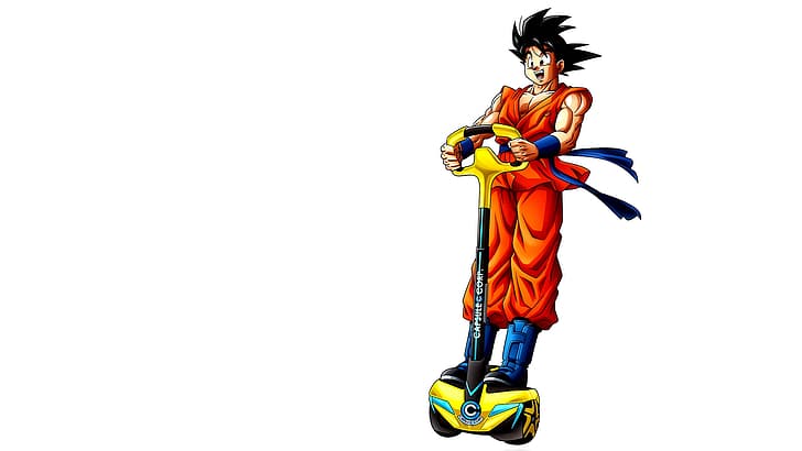 Dragon Ball, Dragon Ball Super, Son Goku, hoverboard, simple background, artwork, HD wallpaper