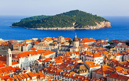 Pulau Dubrovnik Kroasia Dalmatia, Di Pantai Laut Adriatik, Wallpaper HD HD wallpaper