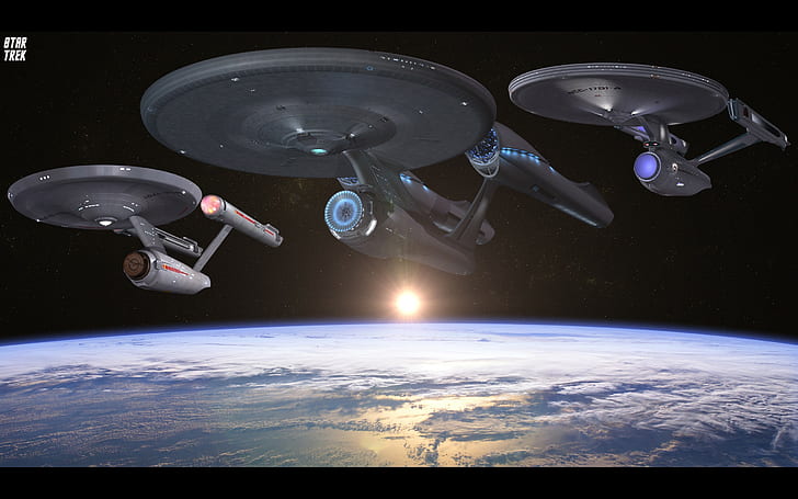 Star Trek, USS Enterprise (nave espacial), espaço, Terra, HD papel de parede