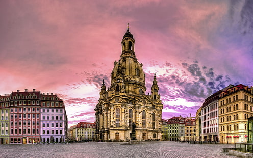 Dresden, Germany, buildings, houses, dusk, Dresden, Germany, Buildings, Houses, Dusk, HD wallpaper HD wallpaper