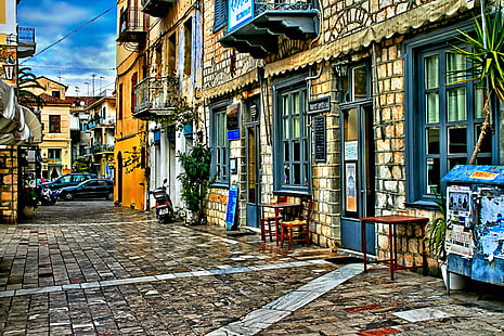 Nafplio, Grécia, vista da rua, cidade, rua, urbanas, HD papel de parede HD wallpaper
