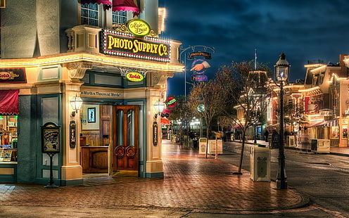 Cityscape, Disneyland, hdr, Main Street, street, USA, HD тапет HD wallpaper