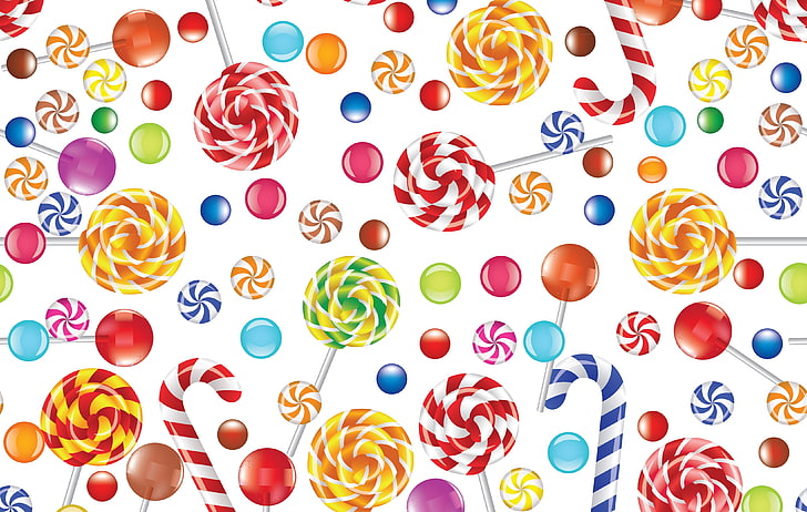 assorted candies wallpaper, the sweetness, texture, lollipops, caramel, HD wallpaper