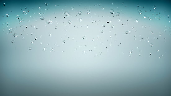 water drops, abstract, cyan, blue background, simple, artwork, digital art, simple background, HD wallpaper HD wallpaper