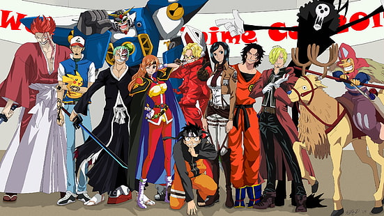 plakat z różnymi postaciami anime, cosplay, One Piece, Tapety HD HD wallpaper
